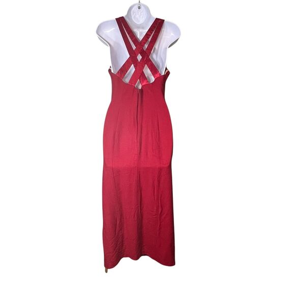 CDC Caren Desiree Vintage Dress Womens 8 Red Crisscross Back Cocktail Made USA - Picture 5 of 11